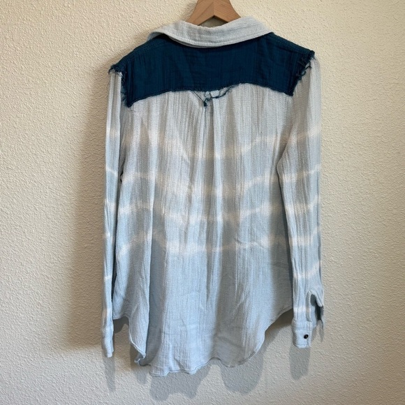Free People Artisan De Luxe Button Down Tie Dye Small Gauze Boho Top Coastal - Picture 6 of 9